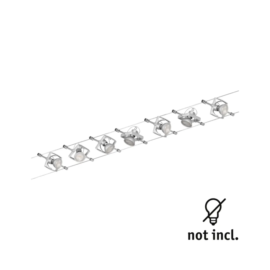 Paulmann 94152 - Compleet kabelsysteem MAC 230V (set van 7x GU5,3/10W), mat chroom