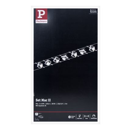 Paulmann 94152 - Compleet kabelsysteem MAC 230V (set van 7x GU5,3/10W), mat chroom