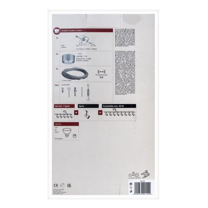 Paulmann 94152 - Compleet kabelsysteem MAC 230V (set van 7x GU5,3/10W), mat chroom