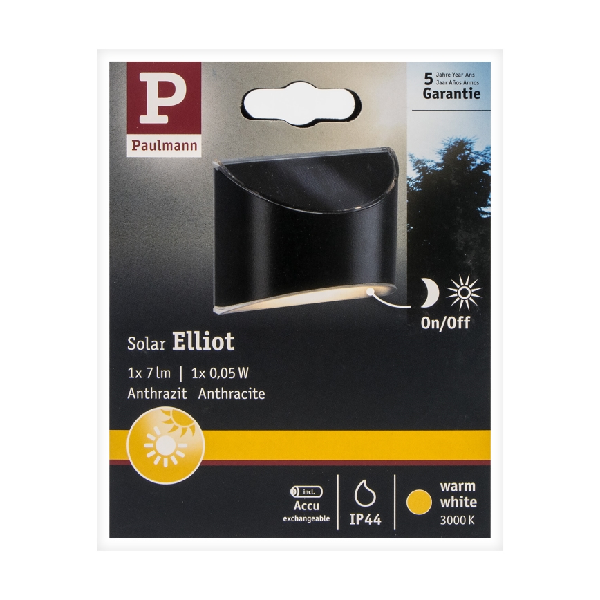 Paulmann 94233 - LED/0,05W IP44 Solar wandlamp ELLIOT 1,2V 400 mAh