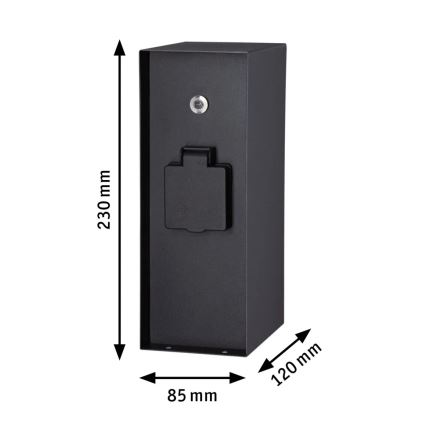 Paulmann 94315 -Buitenstopcontact zuil met schemersensor ​ RIO 3Z SCHUKO 230V IP44