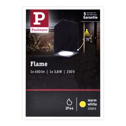 Paulmann 94327 - Antraciete LED Buiten wandlamp / 3,8W IP44 FLAME 230V