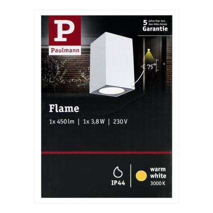 Paulmann 94329 - Witte LED Buiten wandlamp / 3,8W IP44 FLAME 230V