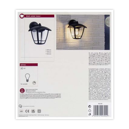 Paulmann 94392 - 1xE27/12W IP44 Wandlamp voor buiten CLASSIC 230V