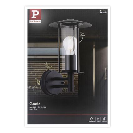 Paulmann 94398 - 1xE27/60W IP44 Wandlamp voor buiten CLASSIC 230V