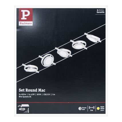 Paulmann 94414 - SET 5xLED/4,5W Spot voor een stringsysteem ROUNDMAC 230V glanzend chroom