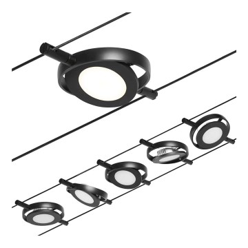 Paulmann 94418 - SET 5xLED/4,5W Compleet kabelsysteem ROUNDMAC 230V zwart
