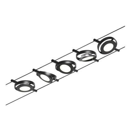 Paulmann 94418 - SET 5xLED/4,5W Compleet kabelsysteem ROUNDMAC 230V zwart