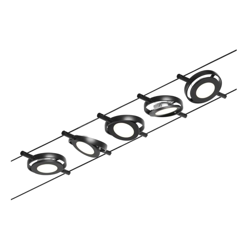 Paulmann 94418 - SET 5xLED/4,5W Compleet kabelsysteem ROUNDMAC 230V zwart