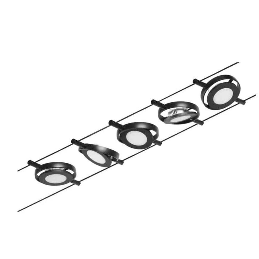 Paulmann 94418 - SET 5xLED/4,5W Compleet kabelsysteem ROUNDMAC 230V zwart