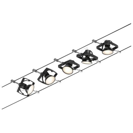 Paulmann 94434 - SET van 5x GU5,3/10W Spotverlichting voor kabelsysteem MAC 230V zwart