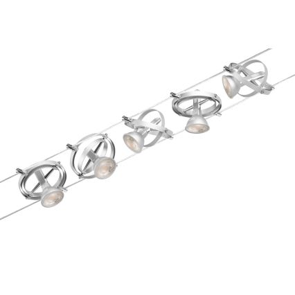 Paulmann 94436 - SET van 5x GU5,3/10W Spotverlichting voor het CARDAN kabelsysteem 230V mat chroom
