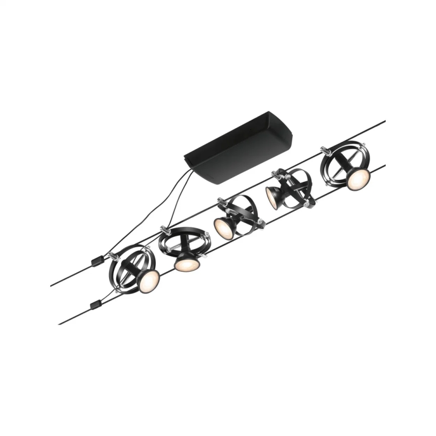 Paulmann 94440 - SET van 5x GU5,3/10W Spotlamp voor het CARDAN kabelsysteem 230V zwart