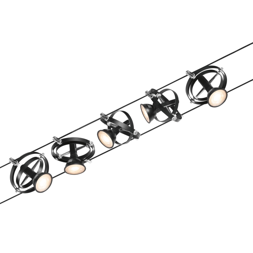 Paulmann 94440 - SET van 5x GU5,3/10W Spotlamp voor het CARDAN kabelsysteem 230V zwart