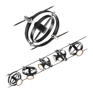 Paulmann 94440 - Set van 5x GU5,3/10W, compleet kabelsysteem CARDAN 230V, zwart