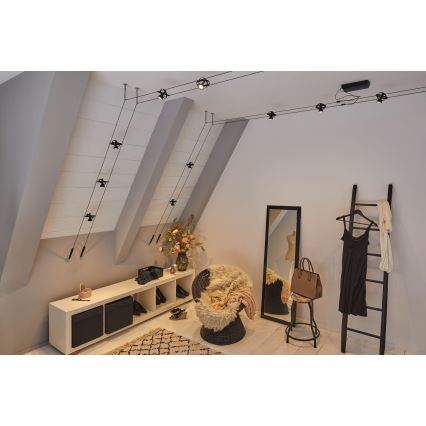 Paulmann 94440 - Set van 5x GU5,3/10W, compleet kabelsysteem CARDAN 230V, zwart