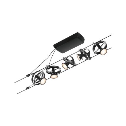 Paulmann 94440 - Set van 5x GU5,3/10W, compleet kabelsysteem CARDAN 230V, zwart