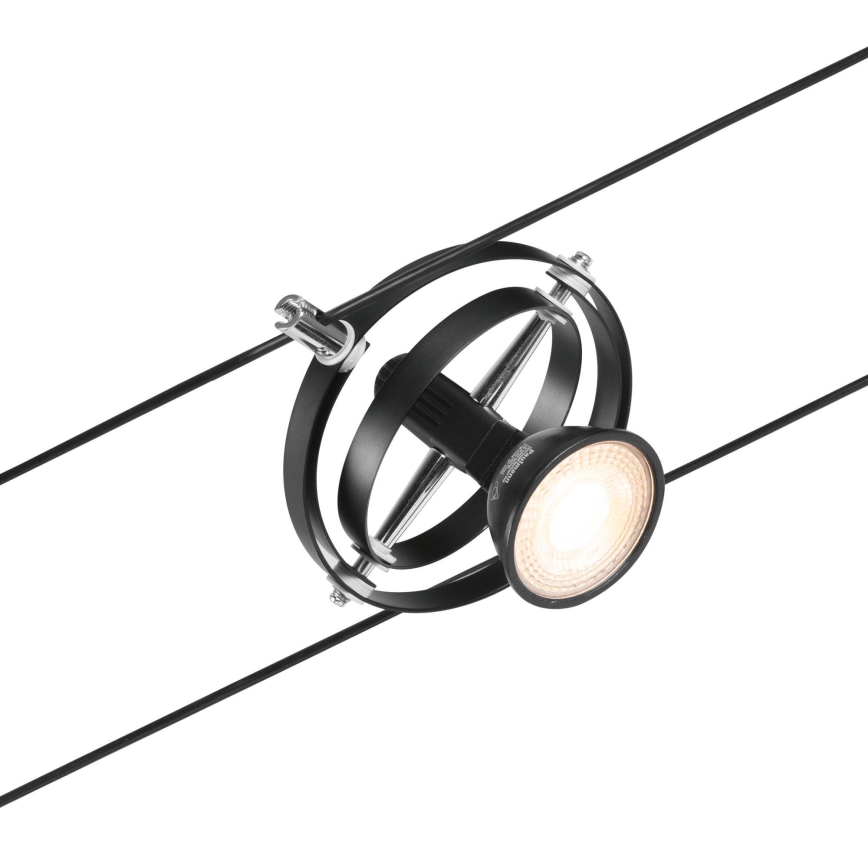 Paulmann 94440 - Set van 5x GU5,3/10W, compleet kabelsysteem CARDAN 230V, zwart