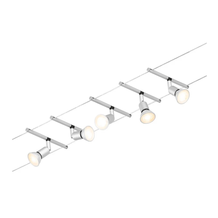 Paulmann 94442 - SET 5xGU5,3/10W Compleet kabelsysteem SALT 230V mat chroom