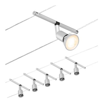 Paulmann 94442 - SET van 5x GU5,3/10W Spotverlichting voor kabelsysteem SALT 230V mat chroom