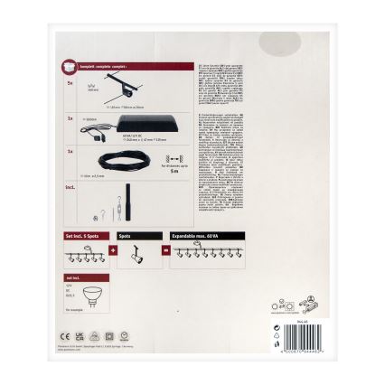 Paulmann 94446 - SET 5x GU5,3/10W Compleet kabelsysteem SALT 230V zwart