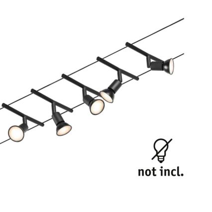 Paulmann 94446 - SET 5x GU5,3/10W Compleet kabelsysteem SALT 230V zwart