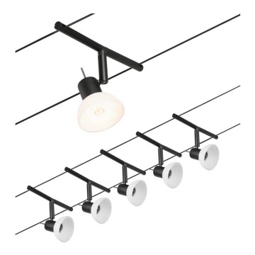 Paulmann 94450 - Set van 5x GU5,3/10W Compleet kabelsysteem SHEELA 230V zwart