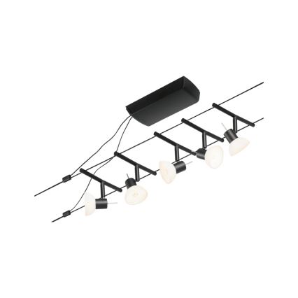 Paulmann 94450 - Set van 5x GU5,3/10W Compleet kabelsysteem SHEELA 230V zwart