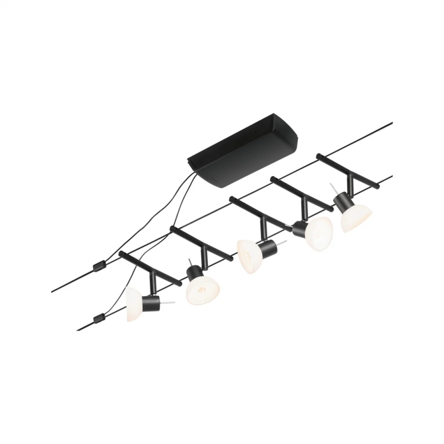 Paulmann 94450 - Set van 5x GU5,3/10W Compleet kabelsysteem SHEELA 230V zwart