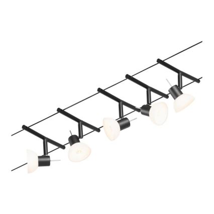 Paulmann 94450 - Set van 5x GU5,3/10W Compleet kabelsysteem SHEELA 230V zwart