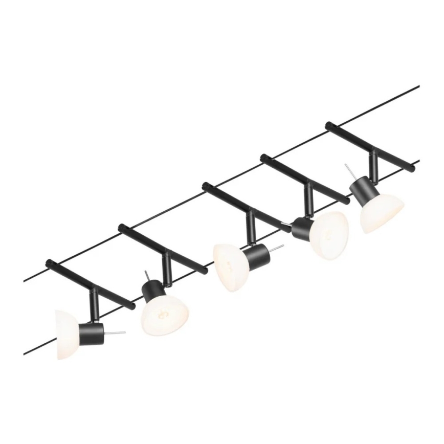 Paulmann 94450 - Set van 5x GU5,3/10W Compleet kabelsysteem SHEELA 230V zwart