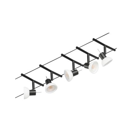 Paulmann 94450 - Set van 5x GU5,3/10W Compleet kabelsysteem SHEELA 230V zwart