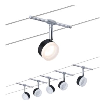 Paulmann 94457 - SET 5xLED/4W compleet kabelsysteem CLEAR 230V zwart/glanzend chroom