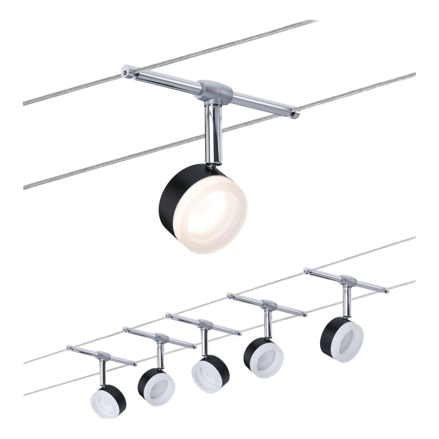 Paulmann 94457 - Set van 5x LED/4W spots voor kabelsysteem CLEAR 230V, zwart/glanzend chroom