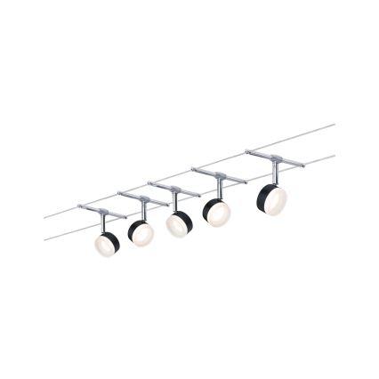 Paulmann 94457 - SET 5xLED/4W compleet kabelsysteem CLEAR 230V zwart/glanzend chroom