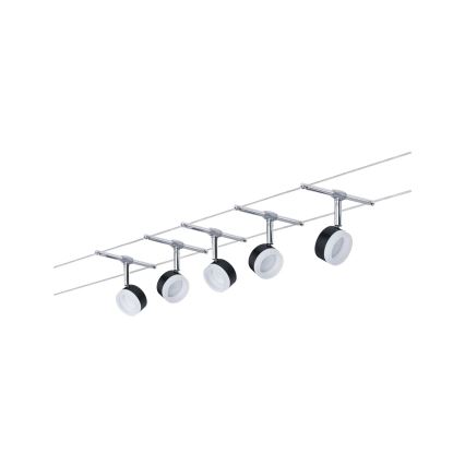 Paulmann 94457 - SET 5xLED/4W compleet kabelsysteem CLEAR 230V zwart/glanzend chroom