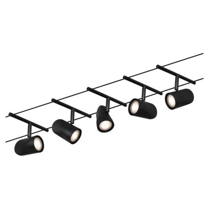 Paulmann 94469 - Set van 5x GU5,3/10W compleet kabelsysteem CUP 230V zwart