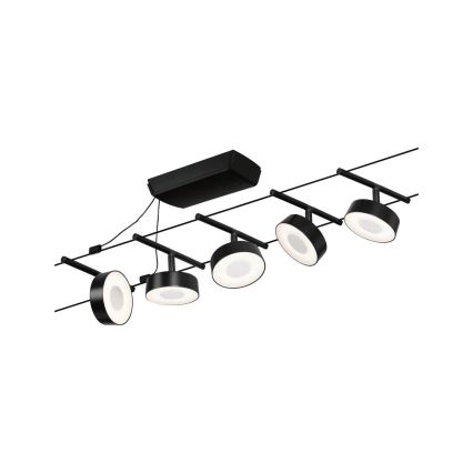 Paulmann 94479 - SET 5xLED/5W Compleet kabelsysteem CIRCLE 230V zwart