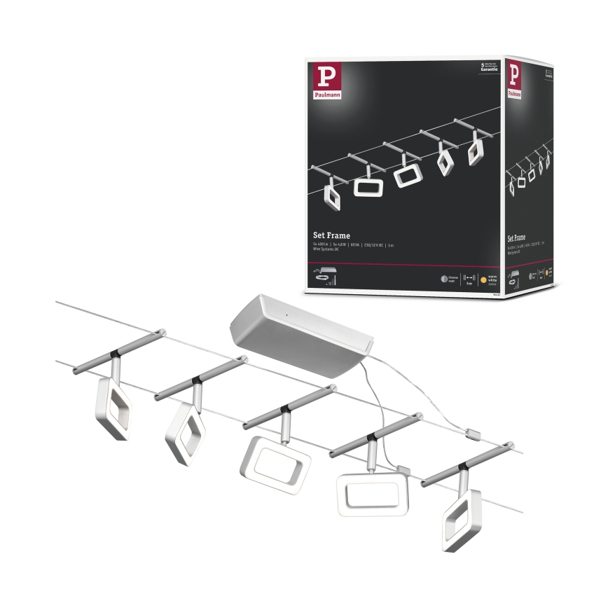 Paulmann 94481 - SET 5xLED/4,8W Compleet kabelsysteem FRAME 230V mat chroom