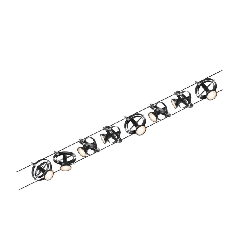 Paulmann 94494 - SET van 8xGU5,3/7,5W Spotlamp voor het CARDAN kabelsysteem 230V zwart