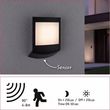 Paulmann 94513 - RGBW LED/8,2W IP44 Dimbaar buitenwandlamp met bewegings- en schemersensor PADEA 230V antraciet