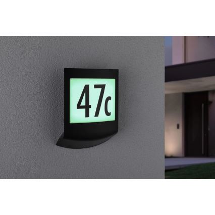 Paulmann 94513 - RGBW LED/8,2W IP44 dimbare huisnummerverlichting met bewegings- en schemersensor PADEA 230V antraciet