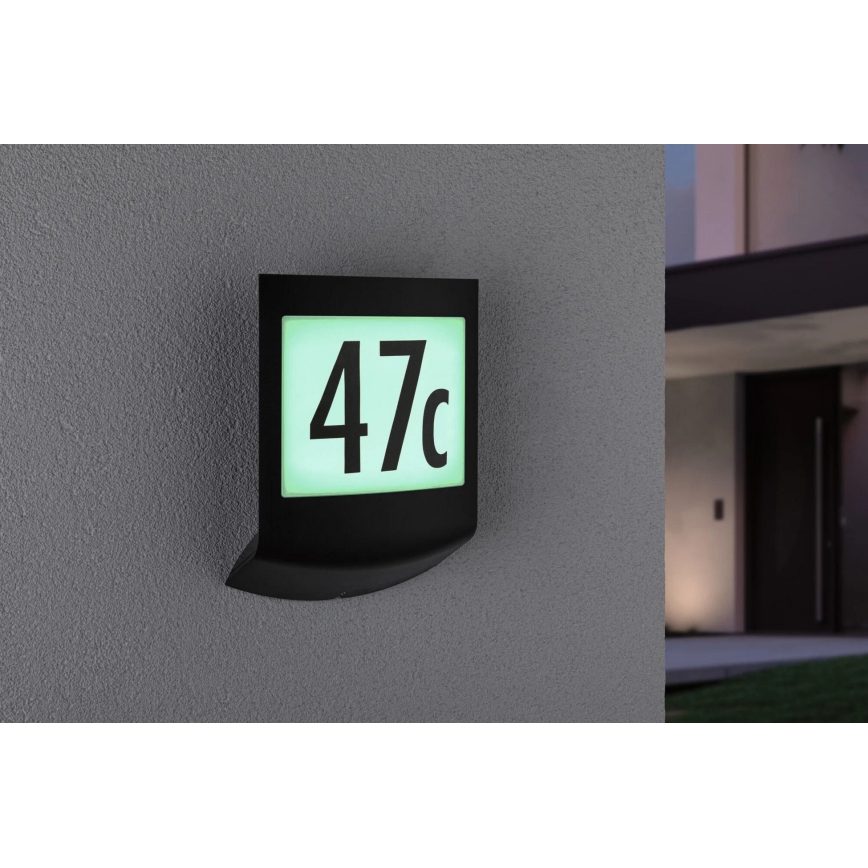 Paulmann 94513 - RGBW LED/8,2W IP44 dimbare huisnummerverlichting met bewegings- en schemersensor PADEA 230V antraciet