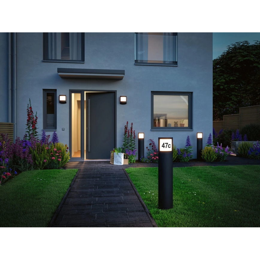 Paulmann 94514 - LED/8,5W IP44 Dimbare huisnummerverlichting met bewegings- en schemersensor PADEA 230V antraciet