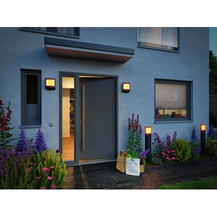 Paulmann 94515 - LED/8,5W IP44 Dimbare buitenlamp met bewegings- en schemersensor PADEA 230V antraciet