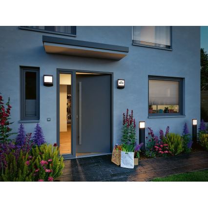 Paulmann 94515 - LED/8,5W IP44 Dimbare huisnummerlamp met bewegings- en schemersensor PADEA 230V antraciet