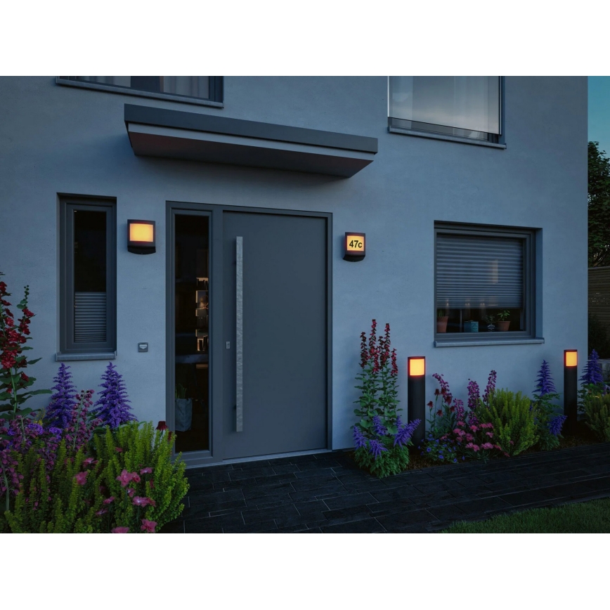 Paulmann 94515 - LED/8,5W IP44 Dimbare huisnummerlamp met bewegings- en schemersensor PADEA 230V antraciet