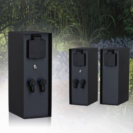 Paulmann 94701 -Buitenstopcontact zuil met schemersensor ​ RIO 2Z SCHUKO 230V IP44