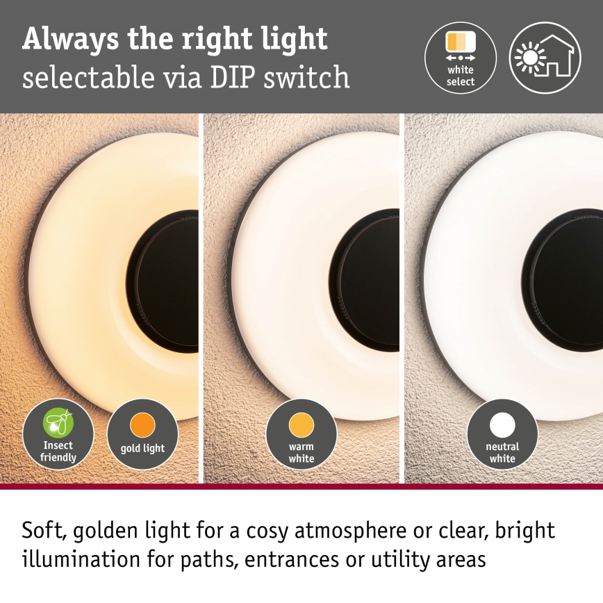 Paulmann 94955 - LED/20,5W IP65 Dimbare buitenmuurlamp AUREVA 230V 2200/3000/4000K antraciet