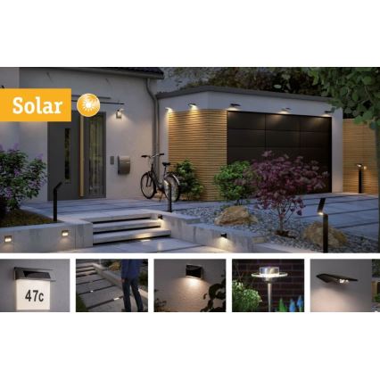 Paulmann 95393 - LED/4W IP44 Dimbare solar wandlamp met sensor SOLVEIG 3,7V 2000 mAh